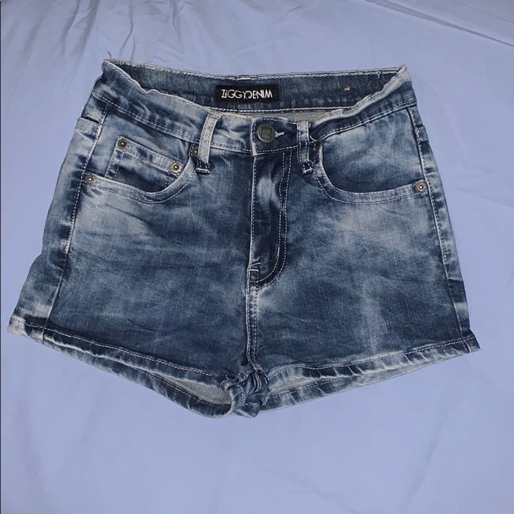 ZIGGY DENIM high waisted tie dye jean shorts